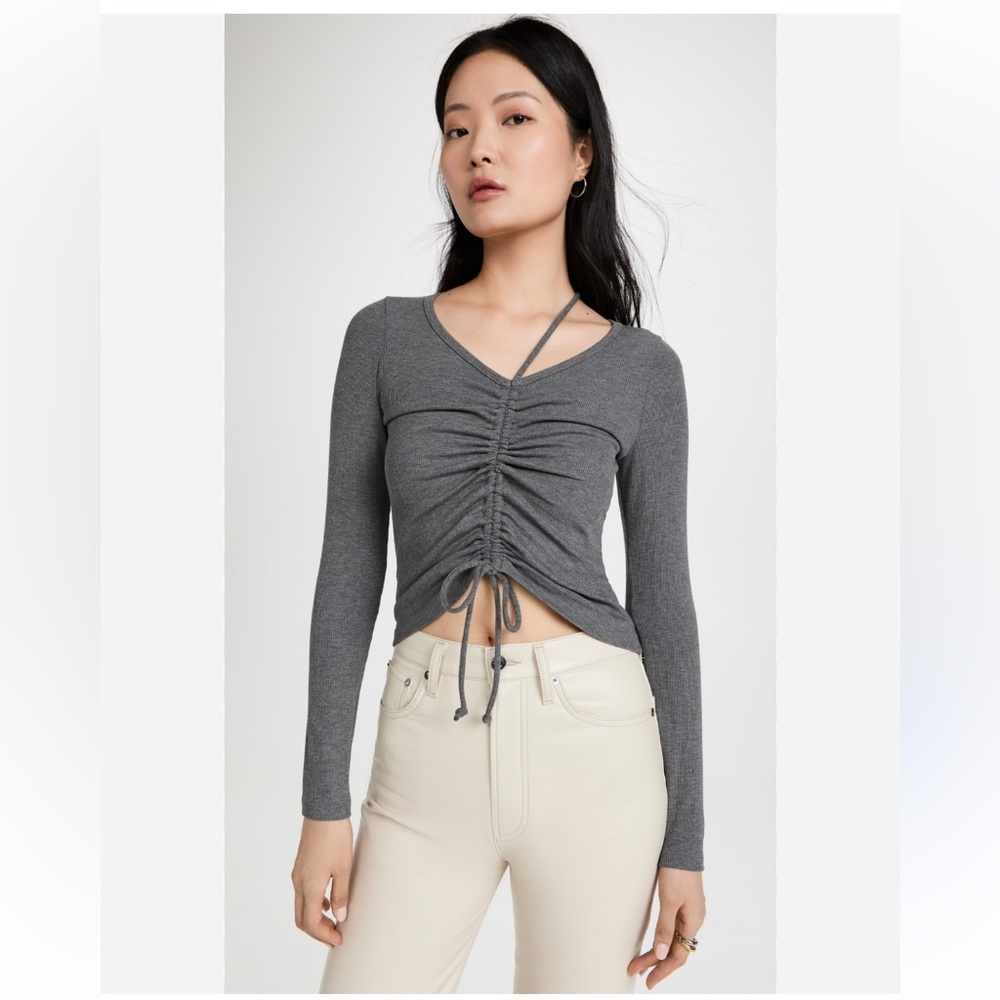 LNA Malika Ruched Front Rib Top